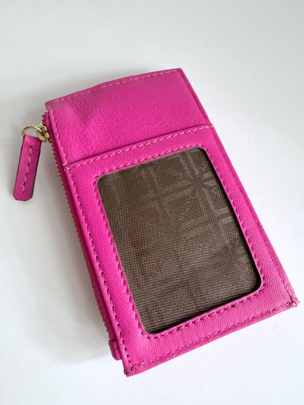 Lodis Julia Short Stacker Leather Card Case with Zipper in Hot Pink - Picture 3 of 9
